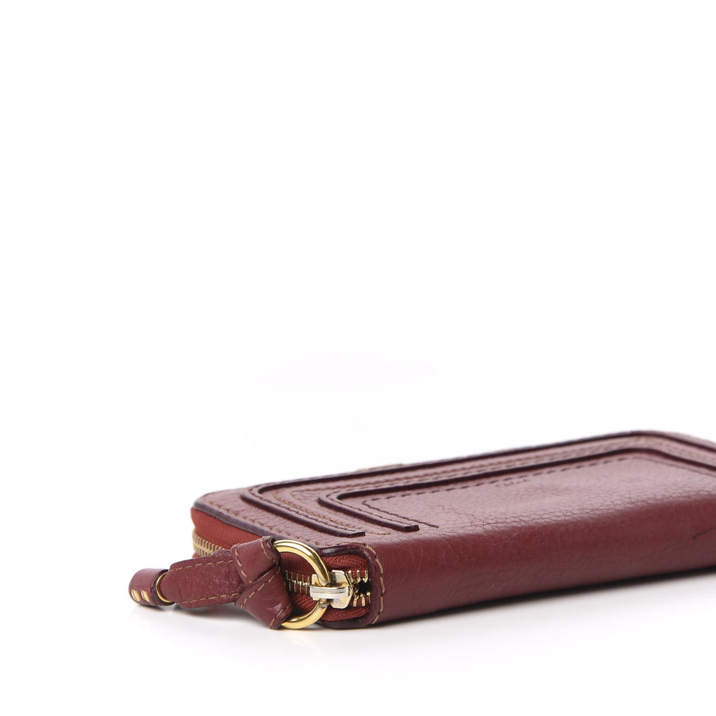 Grained Calfskin Marcie Long Zip Around Wallet Red