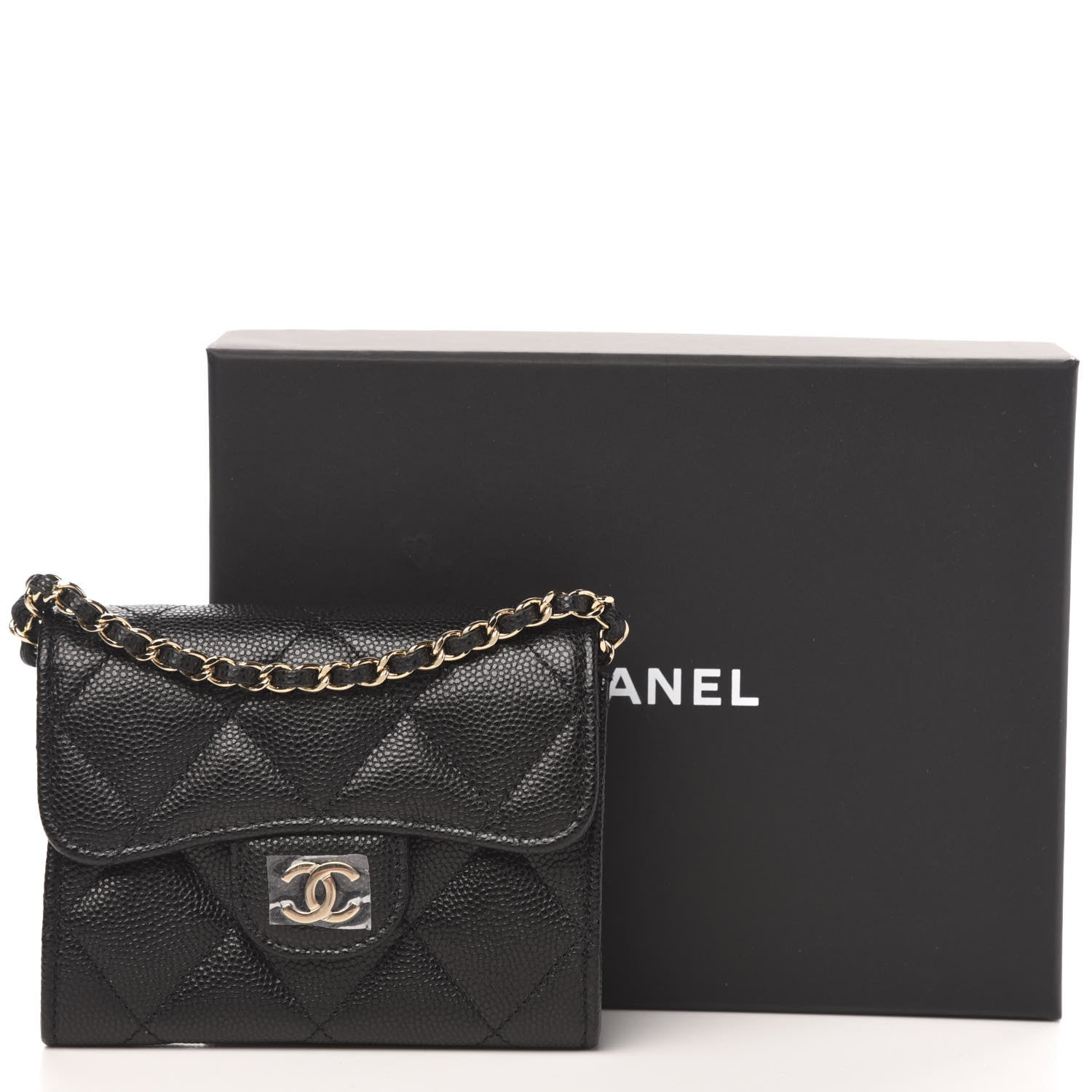Chanel Caviar Quilted Flap Card Holder On Chain Black 11 of 11