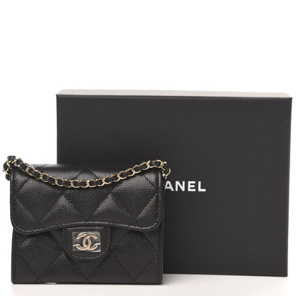 Chanel Caviar Quilted Flap Card Holder On Chain Black 11 of 11