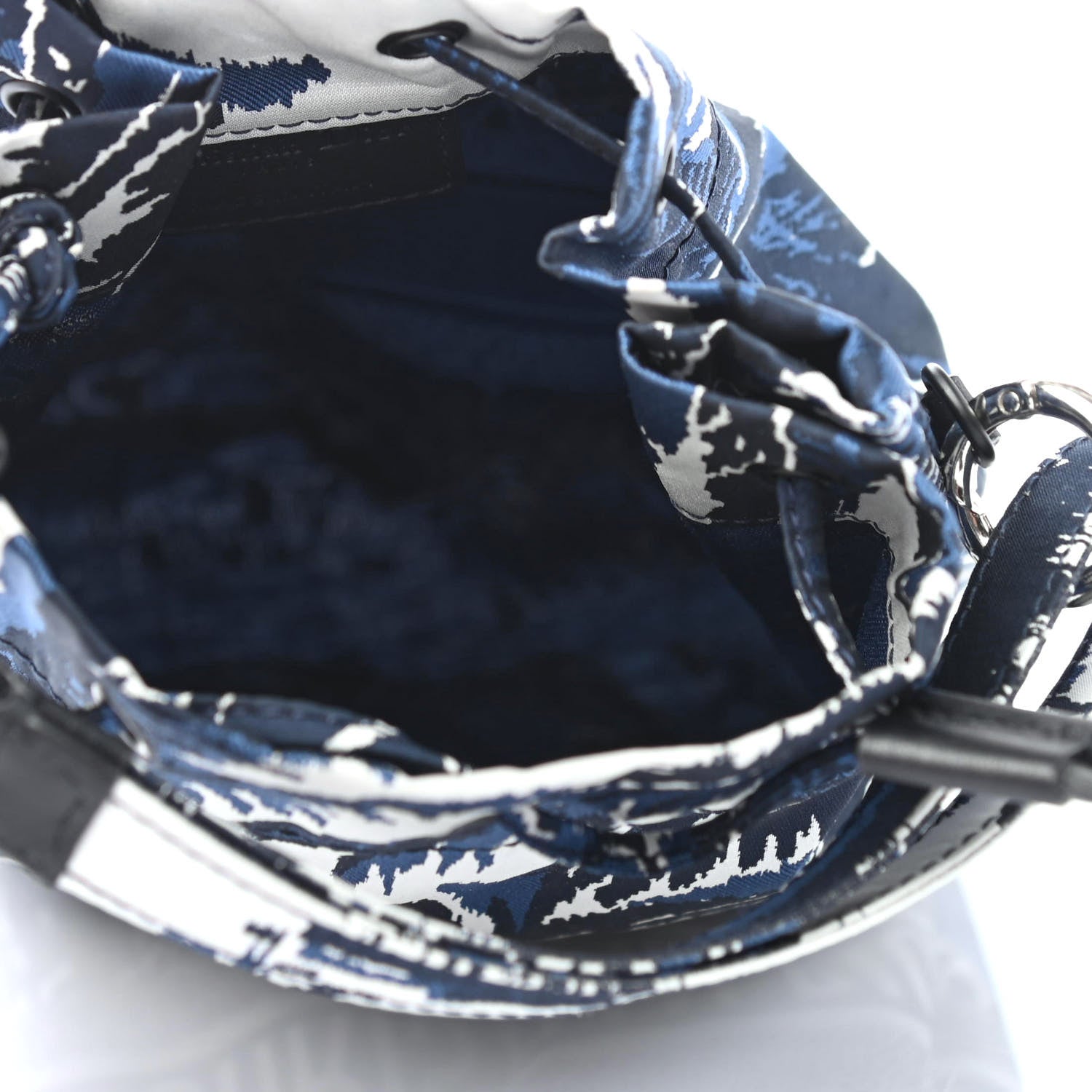 Christian Dior Embroidered Palm Tree Toile De Jouy Canvas Mini Bucket Bag Blue 4 of 4