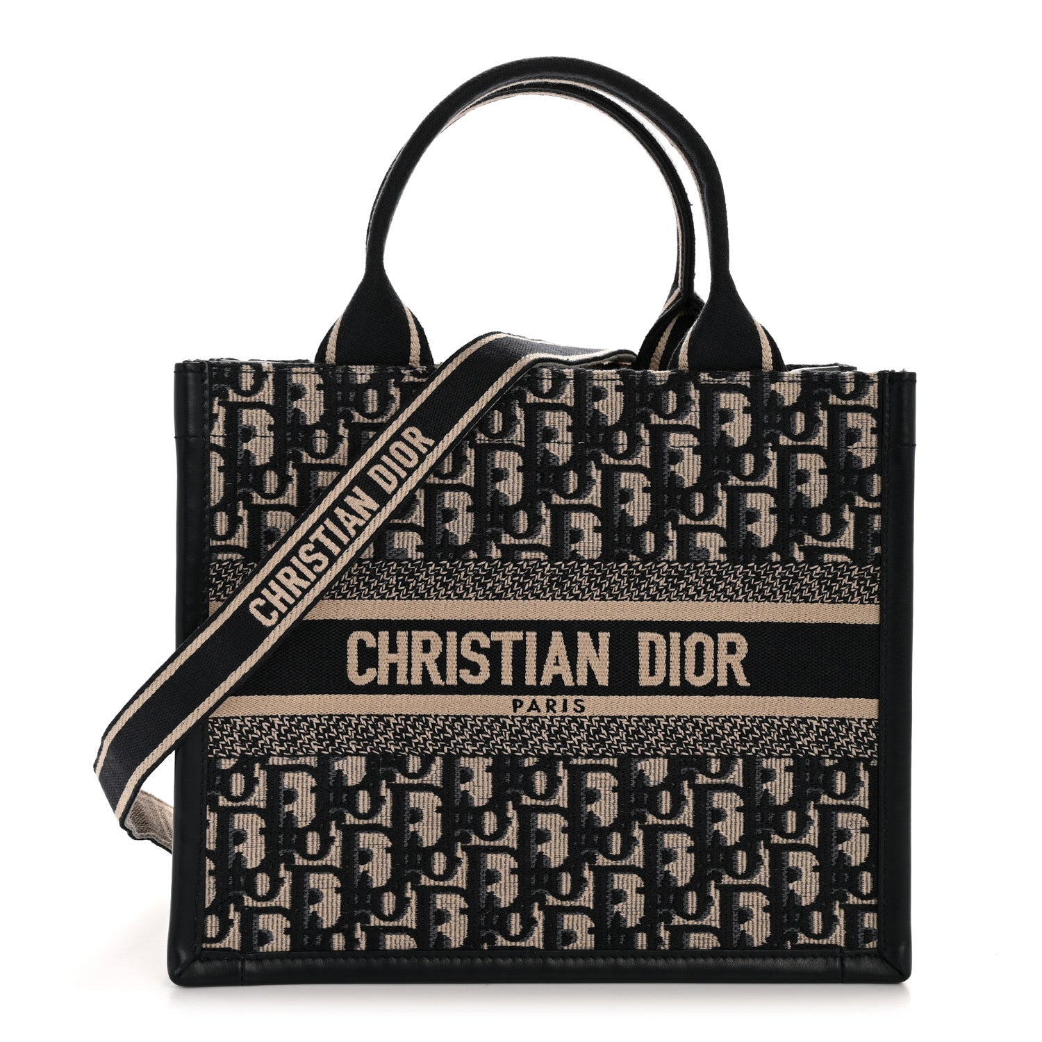 Christian Dior Oblique Calfskin Small Book Tote With Strap Blue Multicolor 1 of 12
