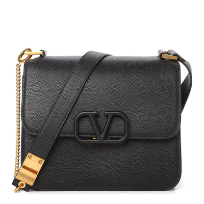 Valentino Garavani Grainy Calfskin Large VSling Shoulder Bag Black 1 of 10