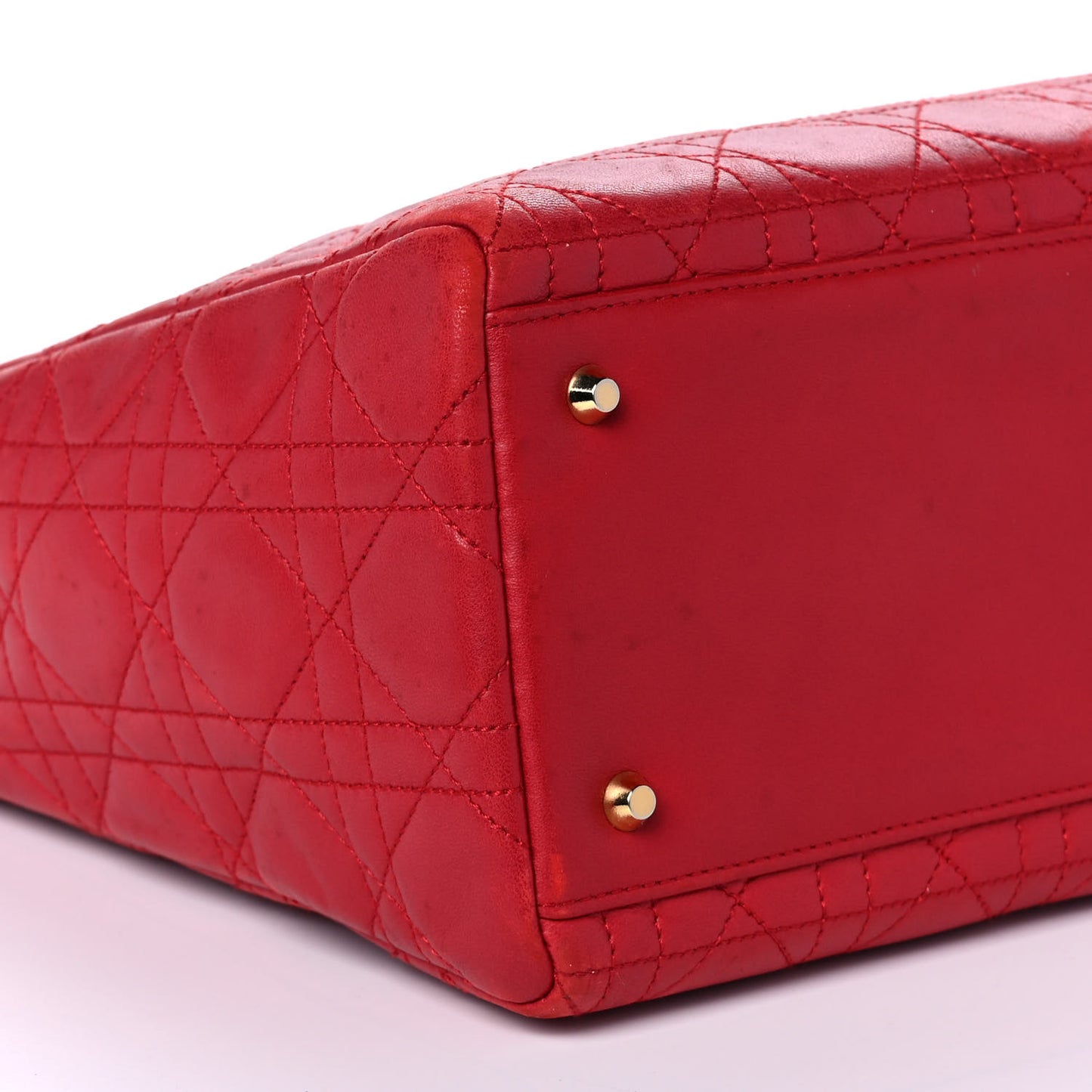 Lambskin Cannage Medium Lady Dior Red