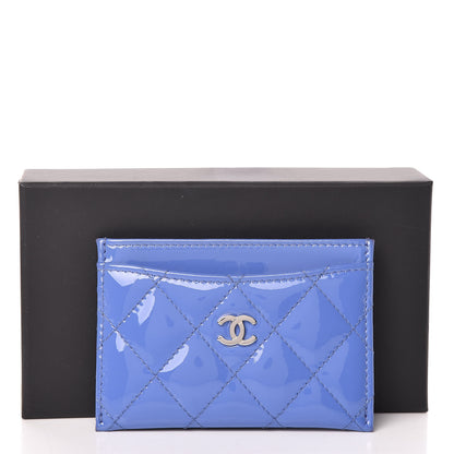 Chanel Patent Quilted Card Holder Blue 9 of 9