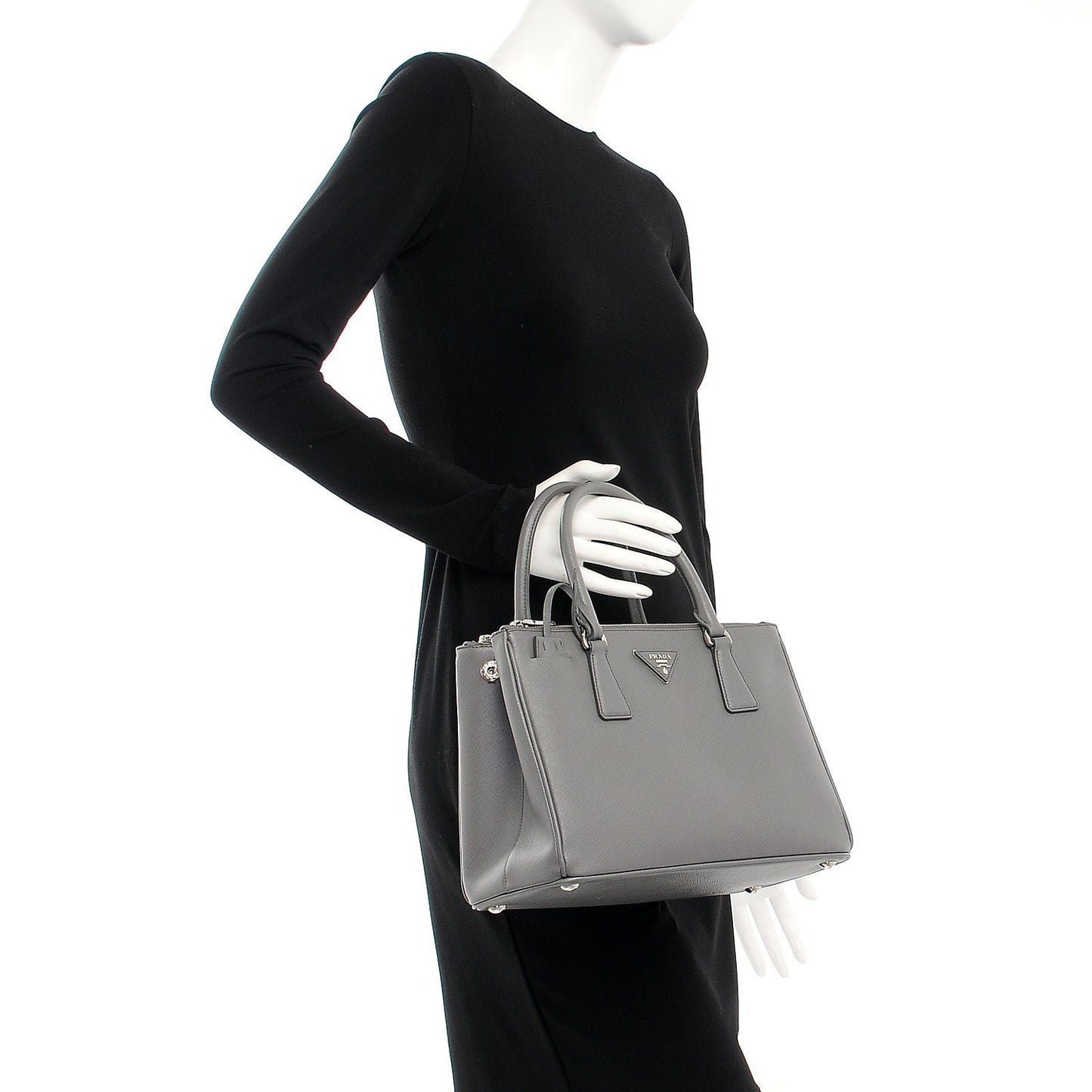 Saffiano Small Galleria Double Zip Tote Marmo