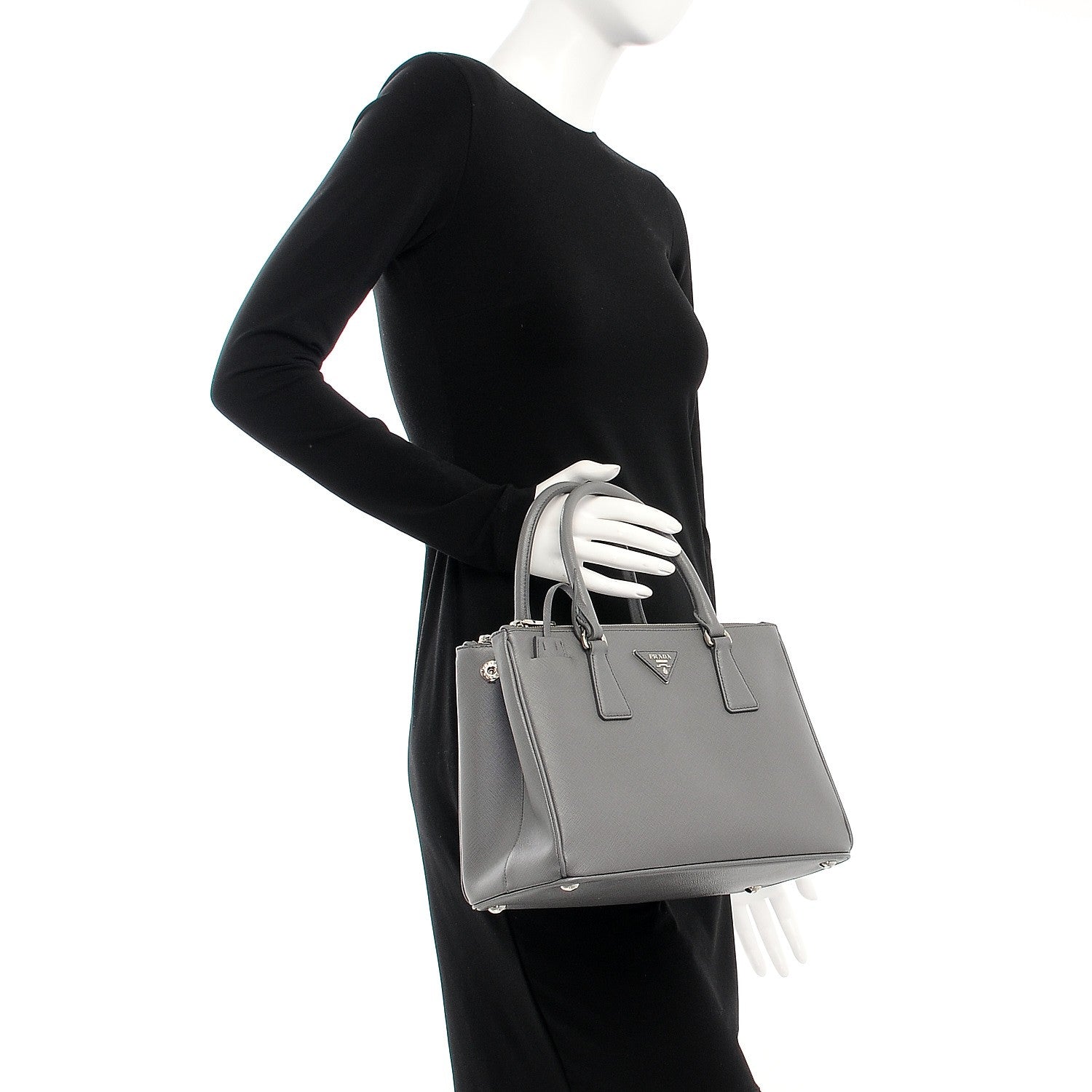 Prada Saffiano Small Galleria Double Zip Tote Marmo 3 of 9