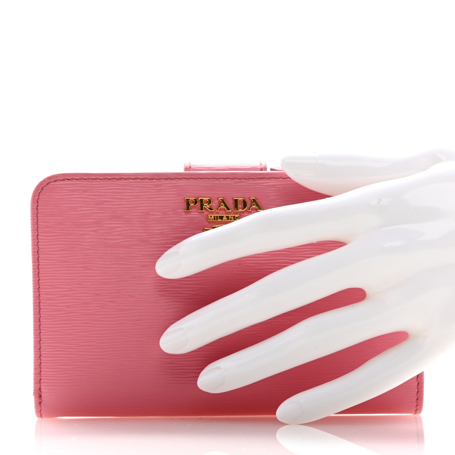 Prada Vitello Move Metal Compact Wallet Geranio 2 of 9