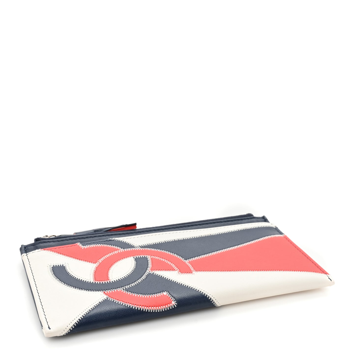 Lambskin CC Tassel Zip Pouch White Blue Red