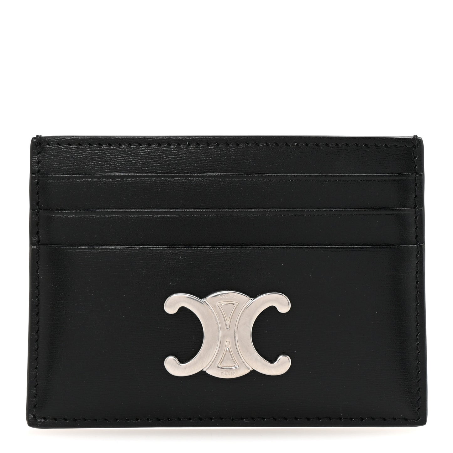 Shiny Calfskin Triomphe Card Holder Black Black