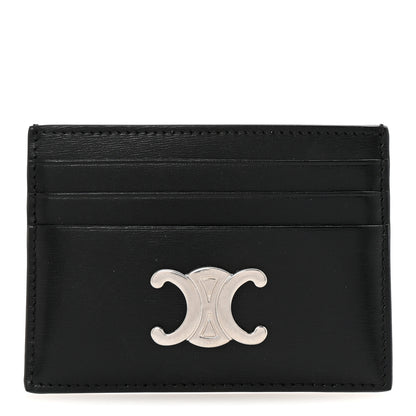 Celine Shiny Calfskin Triomphe Card Holder Black Black 1 of 7
