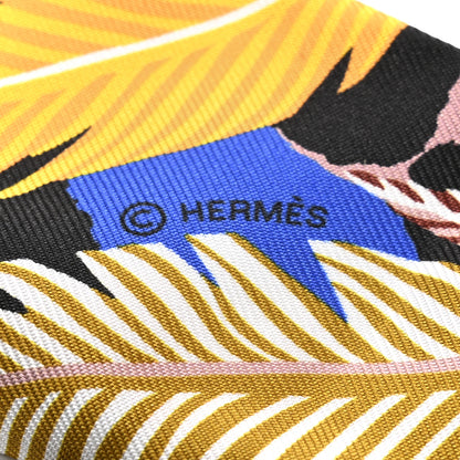 Hermes Silk Jaguar Quetzal Twilly Bleu Roy Brun Saumon 3 of 4