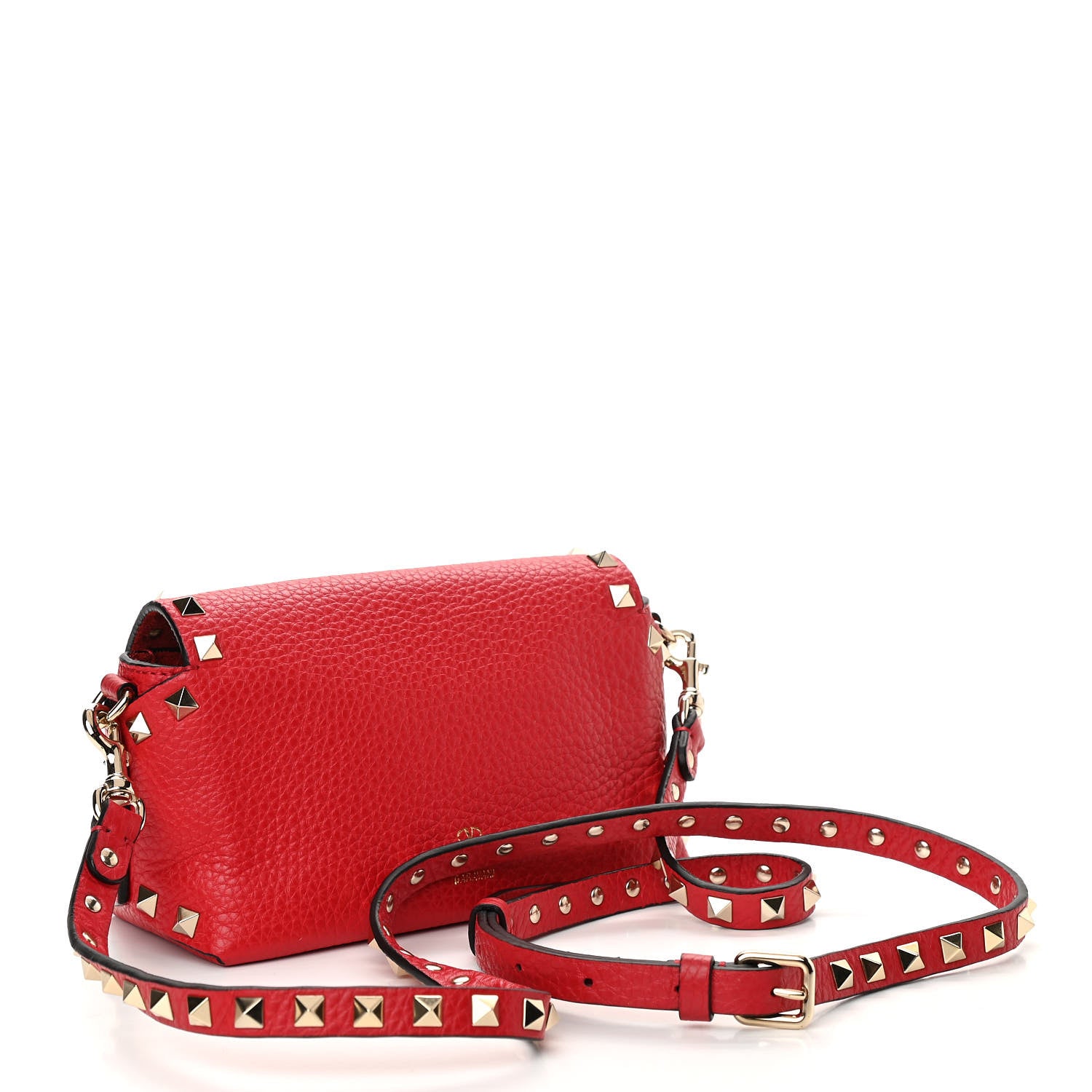 Valentino Garavani Pebbled Calfskin Mini Rockstud Crossbody Bag Rouge Pur 3 of 9