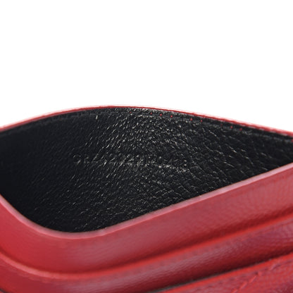 Saint Laurent Grain De Poudre Matelasse Chevron Monogram Credit Card Case New Red 6 of 6