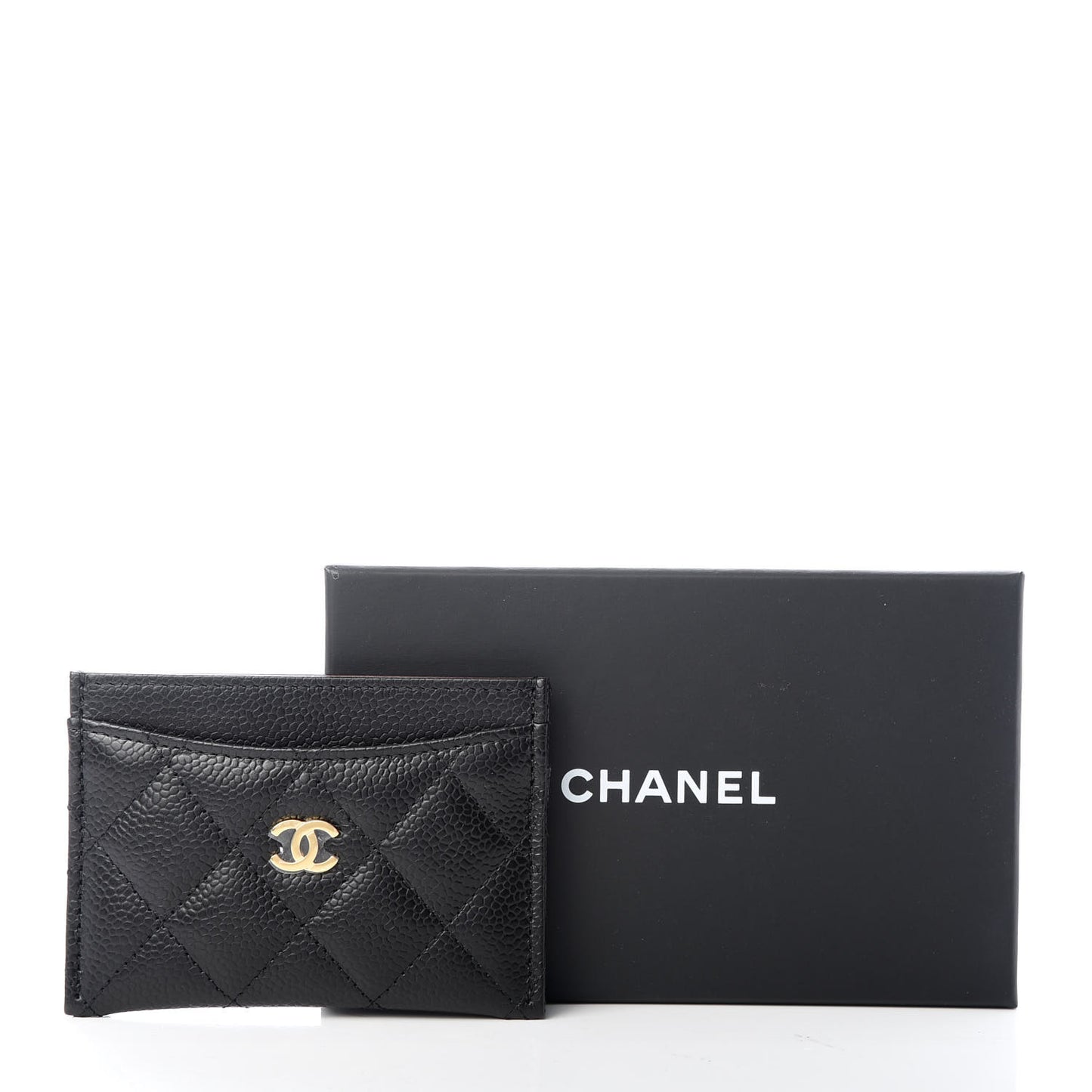 Caviar Quilted Card Holder Black