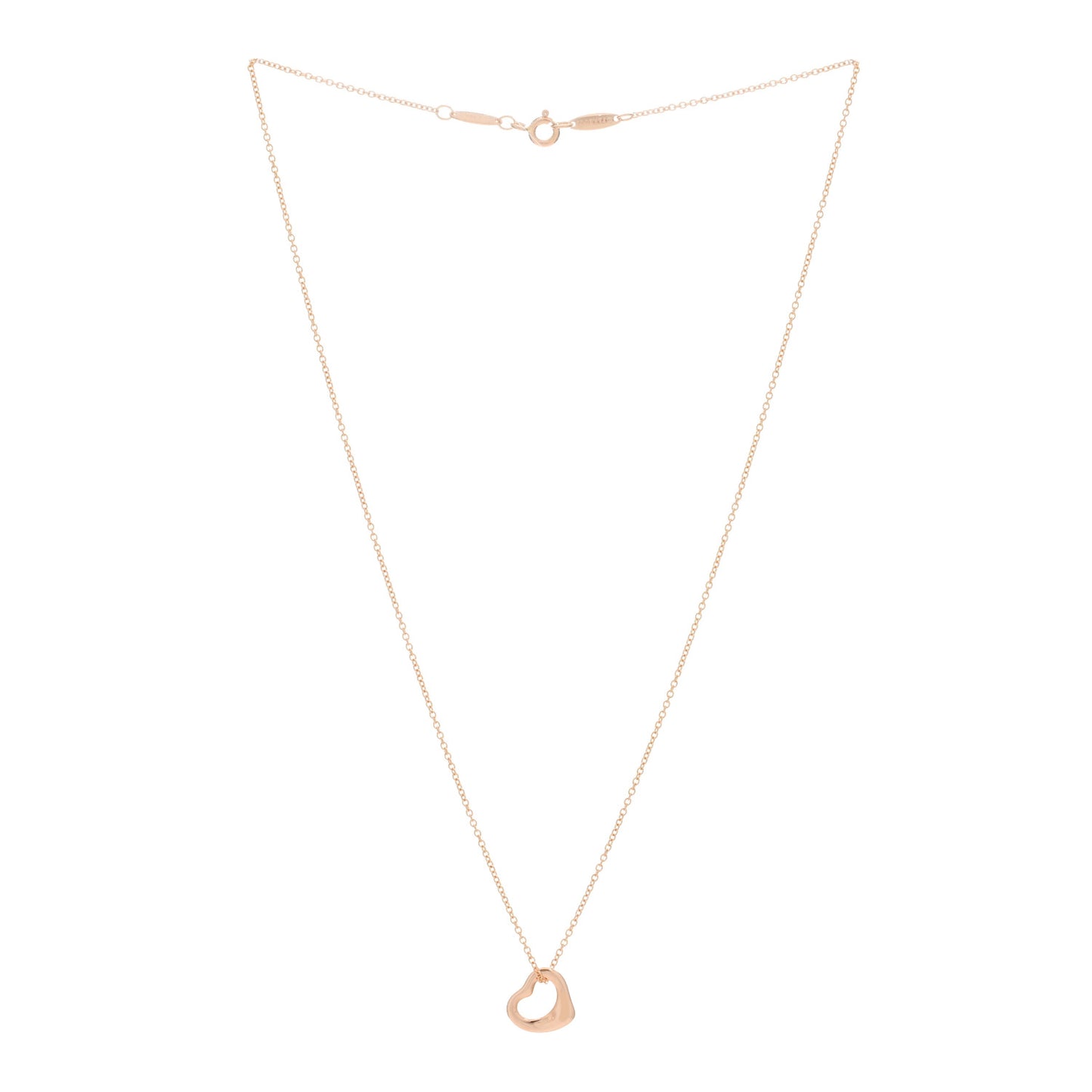 18K Rose Gold 11mm Elsa Peretti Open Heart Pendant Necklace