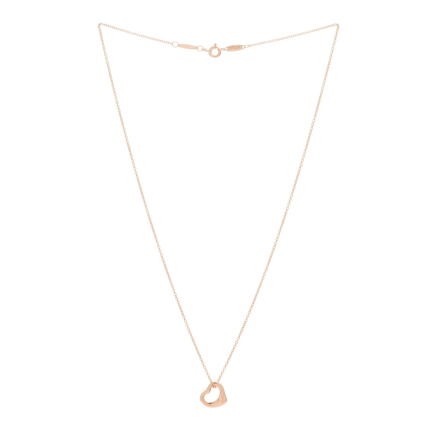 Tiffany 18K Rose Gold 11mm Elsa Peretti Open Heart Pendant Necklace 2 of 3