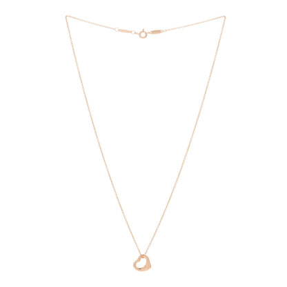Tiffany 18K Rose Gold 11mm Elsa Peretti Open Heart Pendant Necklace 2 of 3