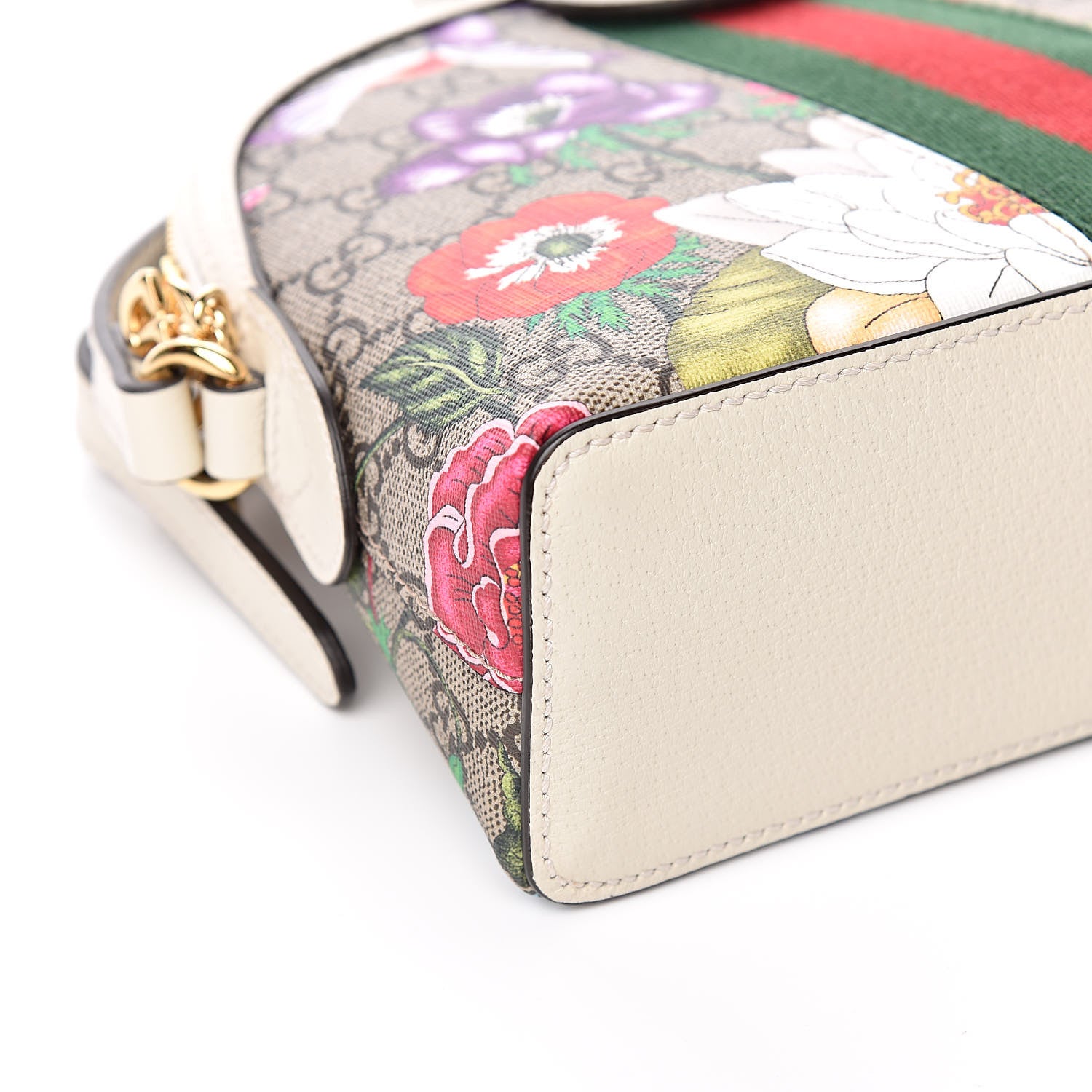 Gucci GG Supreme Monogram Flora Web GG Small Ophidia Dome Shoulder Bag White 8 of 12