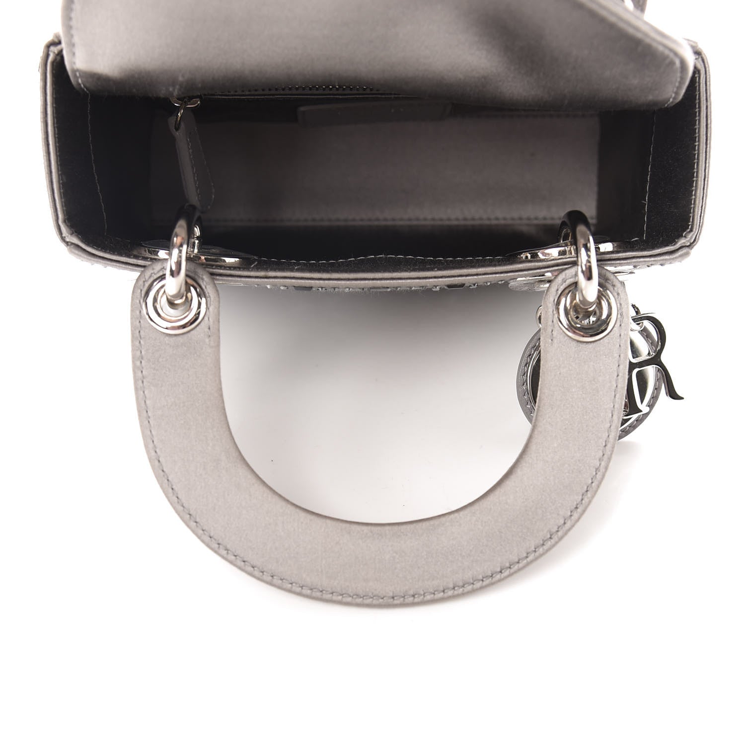 Christian Dior Satin Crystal Cannage Mini Lady Dior Gray 5 of 11