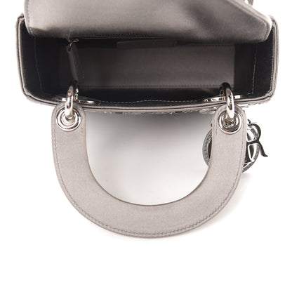 Christian Dior Satin Crystal Cannage Mini Lady Dior Gray 5 of 11
