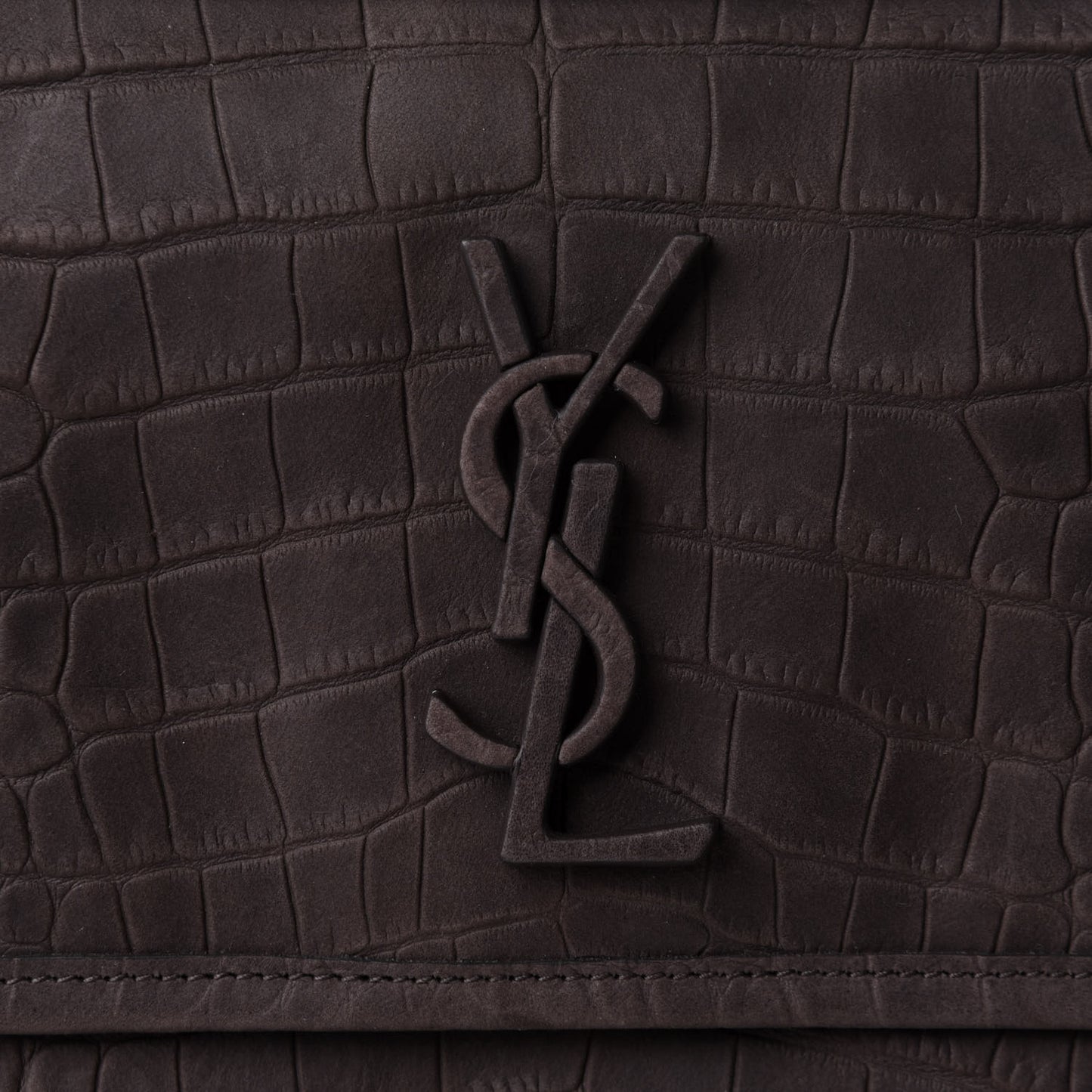 Nubuck Crocodile Embossed Monogram Medium Niki Chain Satchel Wood