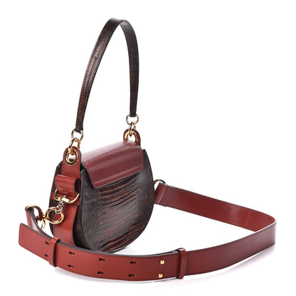 Chloe Calfskin Lizard Embossed Small Tess Bag Sepia Brown 3 of 8
