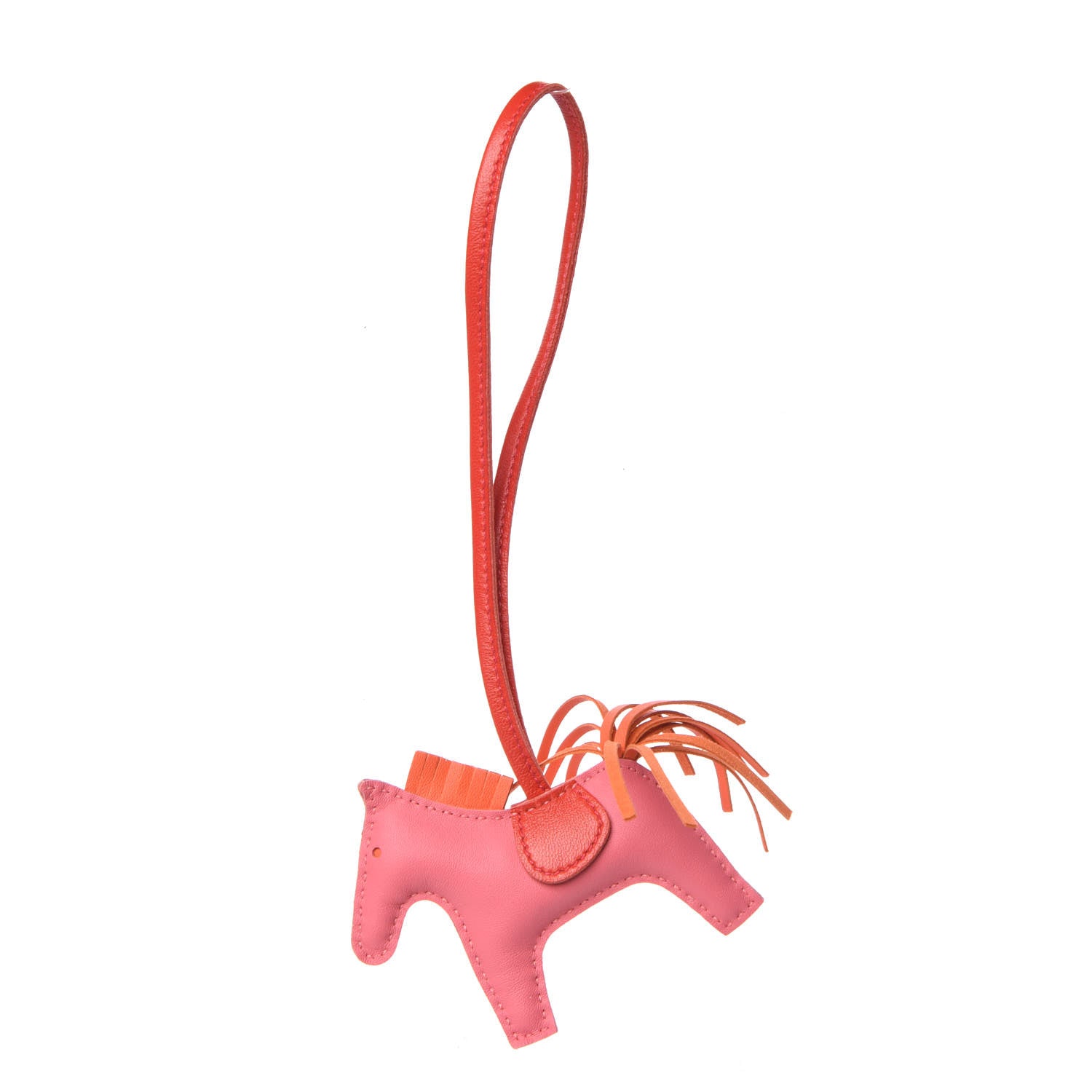 Hermes Milo Lambskin Grigri Rodeo Bag Charm PM Rose Azalee Orange Poppy Rouge Indien 1 of 4