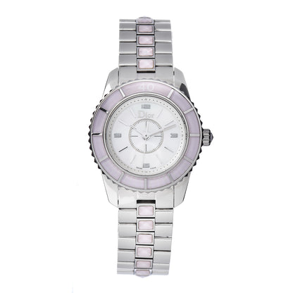 Christian Dior Stainless Steel Sapphire Mother of Pearl 29mm Christal Quartz Watch Pink 1 of 5