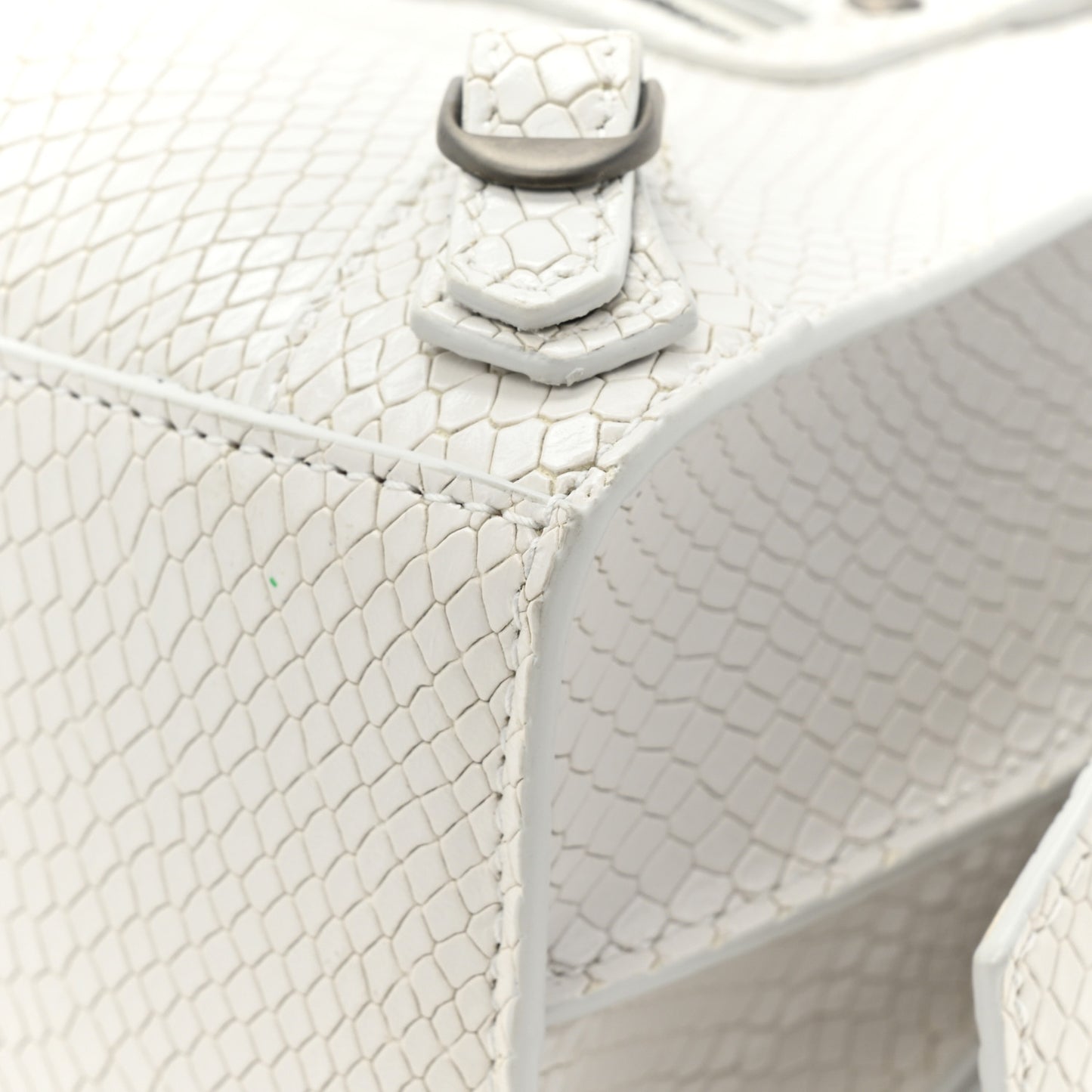 Grained Calfskin Snake Effect Silver Hardware Mini Neo Classic City White