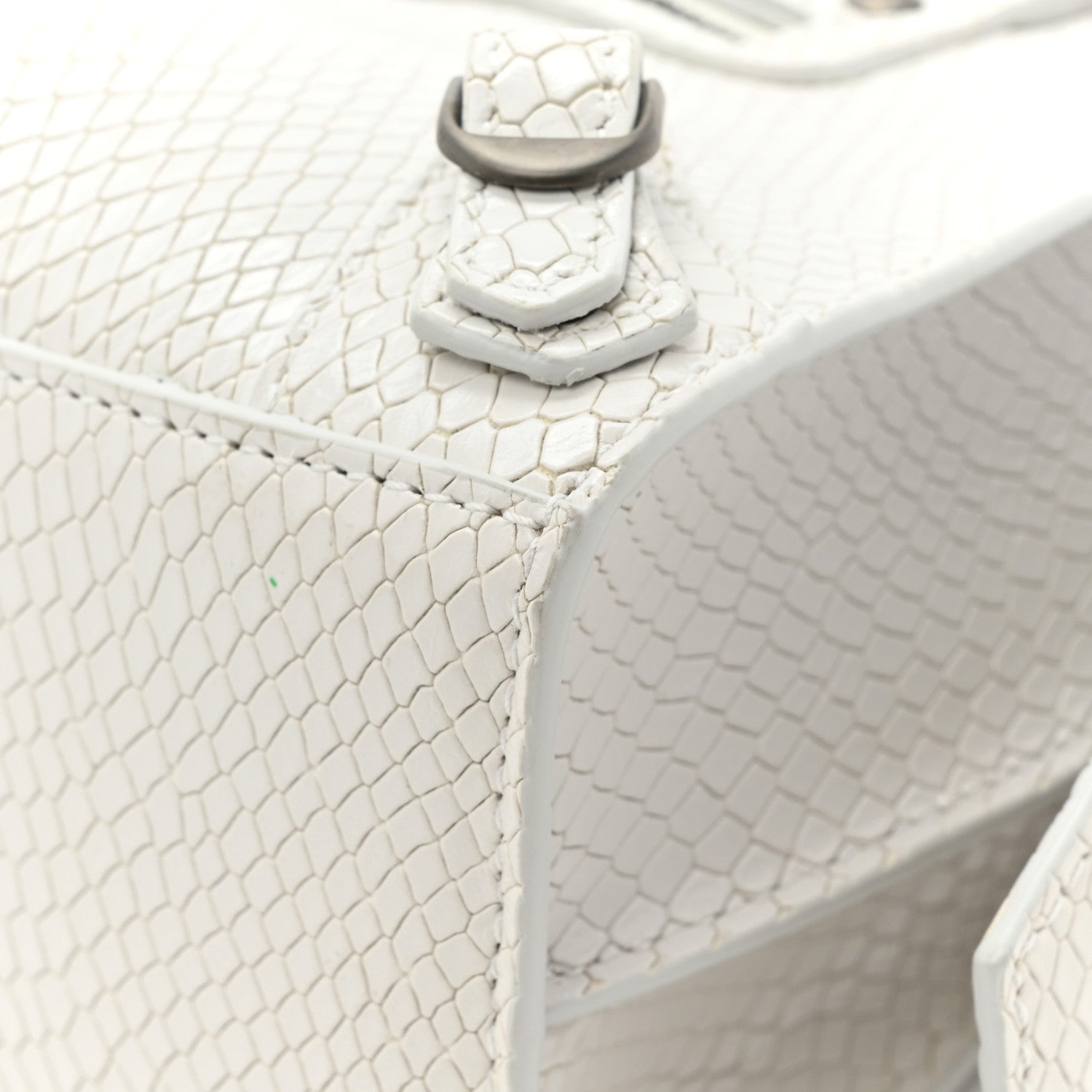 Balenciaga Grained Calfskin Snake Effect Silver Hardware Mini Neo Classic City White 10 of 12