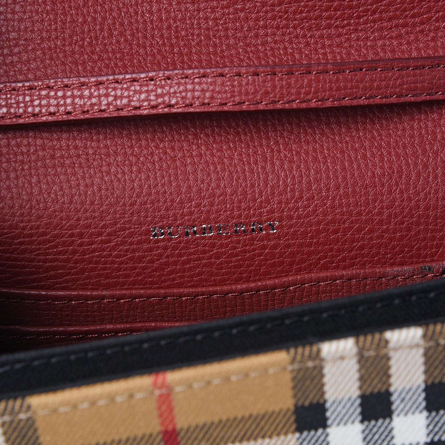 Derby Calfskin House Check Mini Macken Crossbody Bag Russet Red