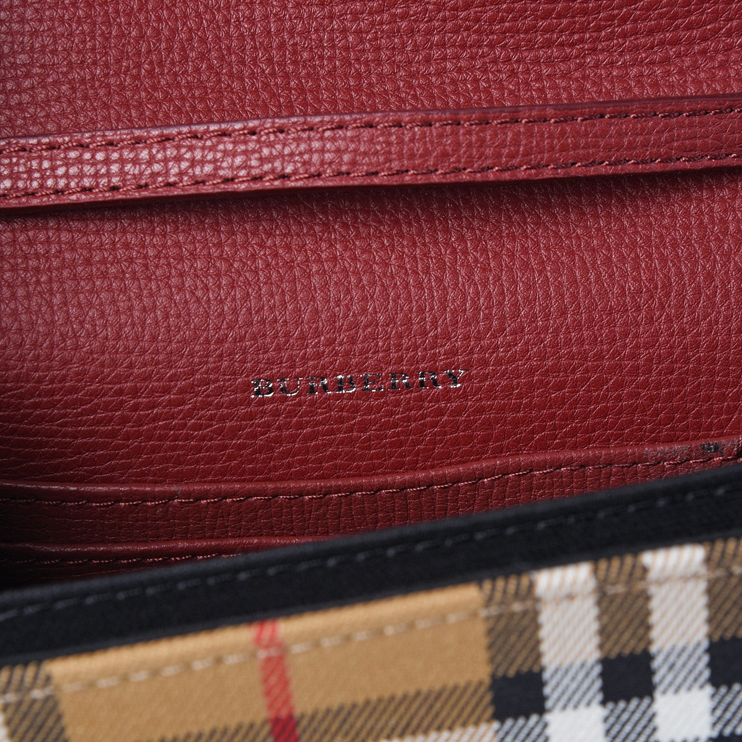 Burberry Derby Calfskin House Check Mini Macken Crossbody Bag Russet Red 8 of 10