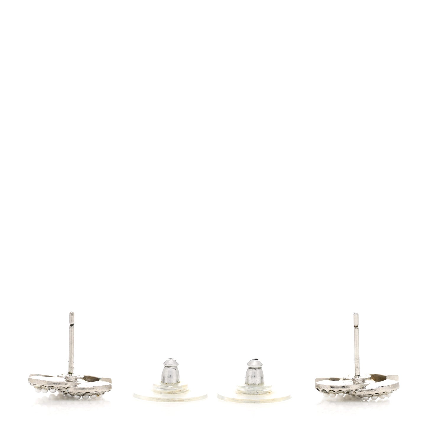 Pearl Crystal CC Earrings Silver