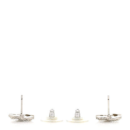 Chanel Pearl Crystal CC Earrings Silver 3 of 5