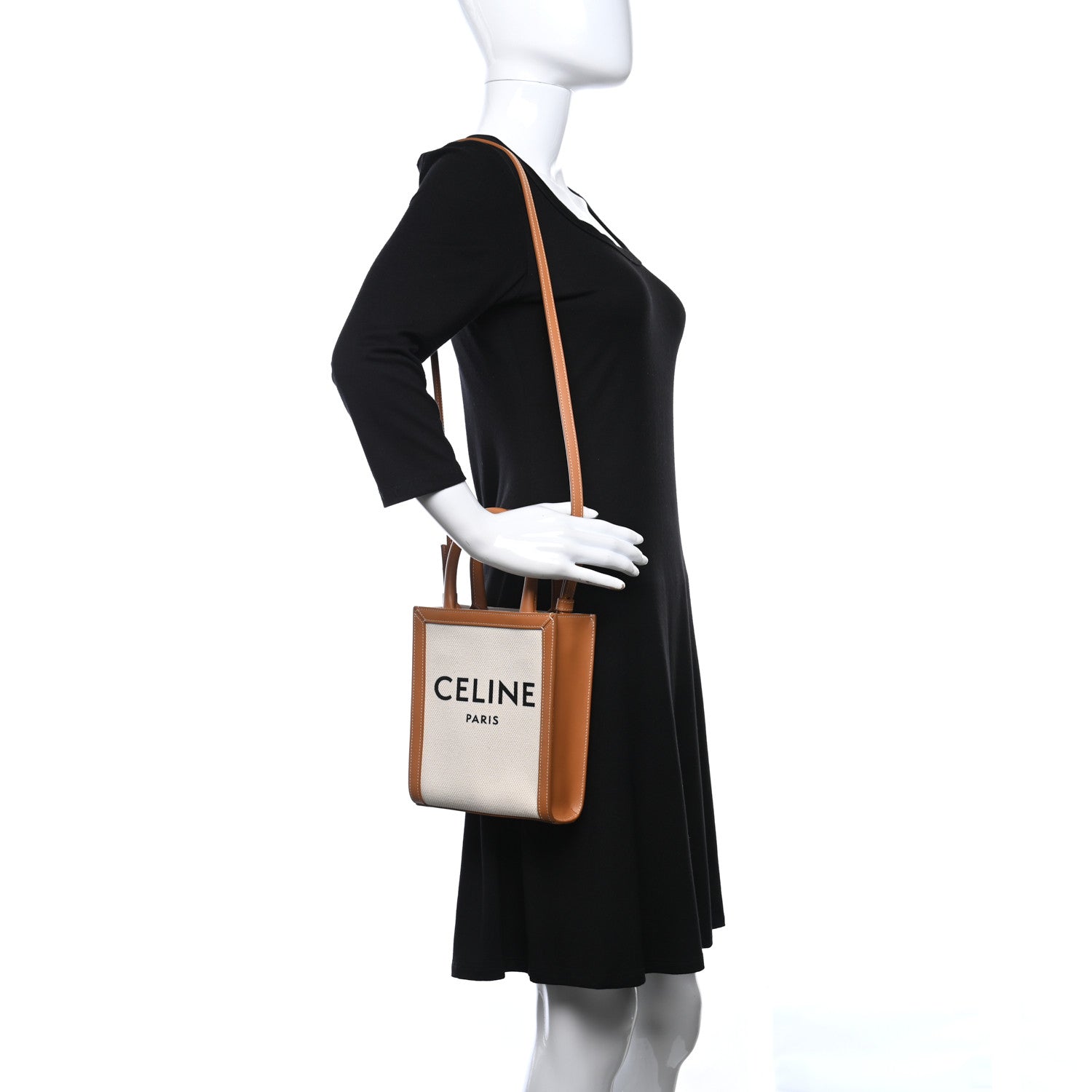 Celine Canvas Calfskin Mini Vertical Cabas Natural Tan 2 of 11