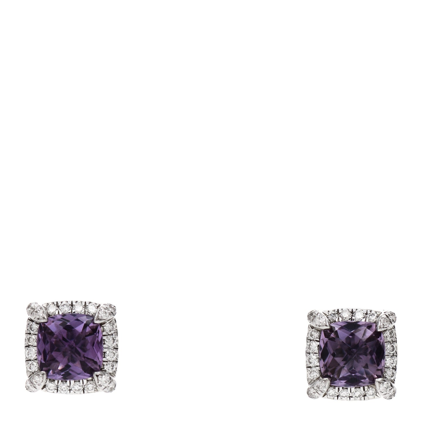 Sterling Silver Diamond Amethyst Chatelaine Earrings