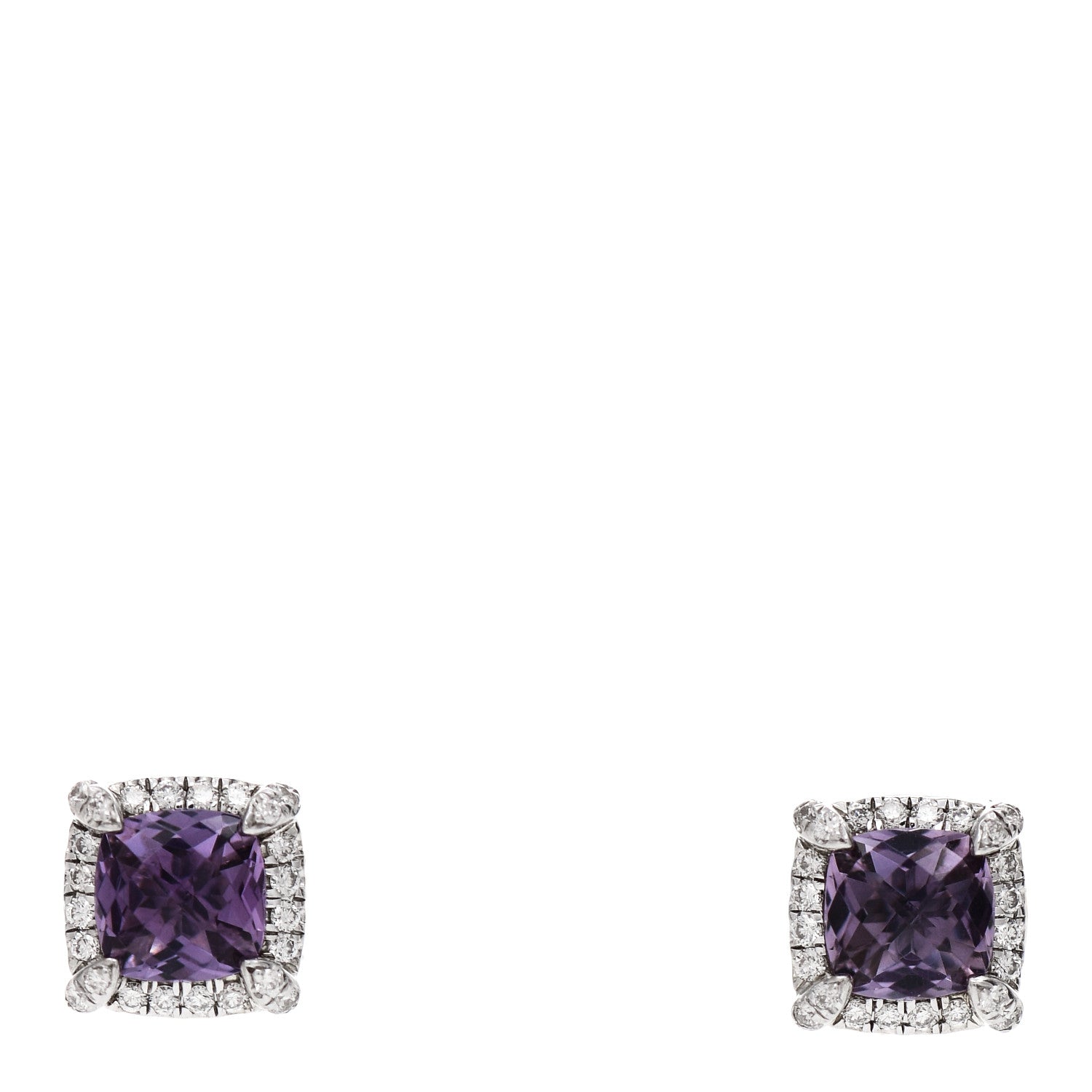 David Yurman Sterling Silver Diamond Amethyst Chatelaine Earrings 1 of 6