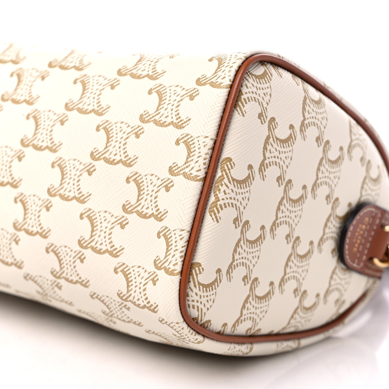Celine Triomphe Canvas Calfskin Small Boston Bag White 8 of 8