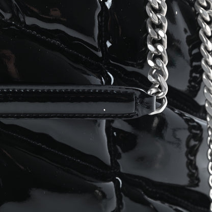 Saint Laurent Patent Lambskin Quilted Medium Loulou Puffer Monogram Chain Satchel Black 11 of 14