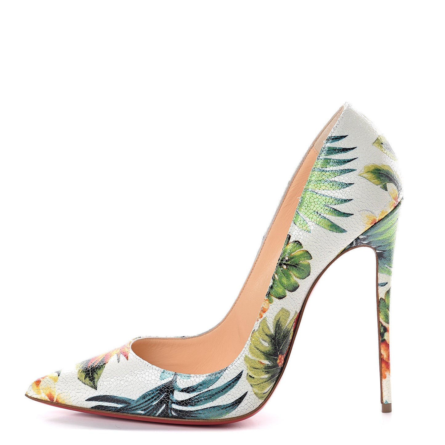 Crackled Calfskin Hawaii Print So Kate 120 Pumps 39 White Multi