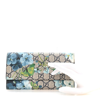 Gucci GG Supreme Monogram Blooms Continental Wallet Blue 2 of 7