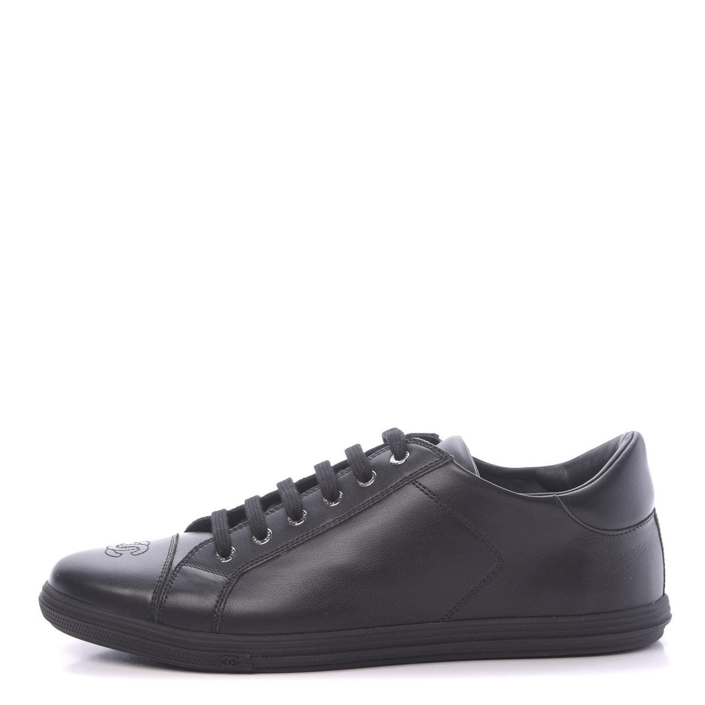 Calfskin Mens CC Cap Toe Sneakers 42 Black