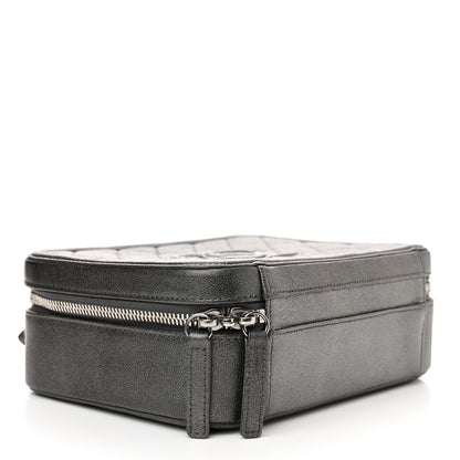 Chanel Metallic Caviar Quilted Medium CC Filigree Vanity Case Dark Silver 4 of 12