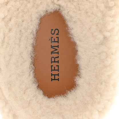 Hermes Suede Goatskin Woolskin Womens Chypre Sandals 38 Brun Fume Ecru 8 of 8