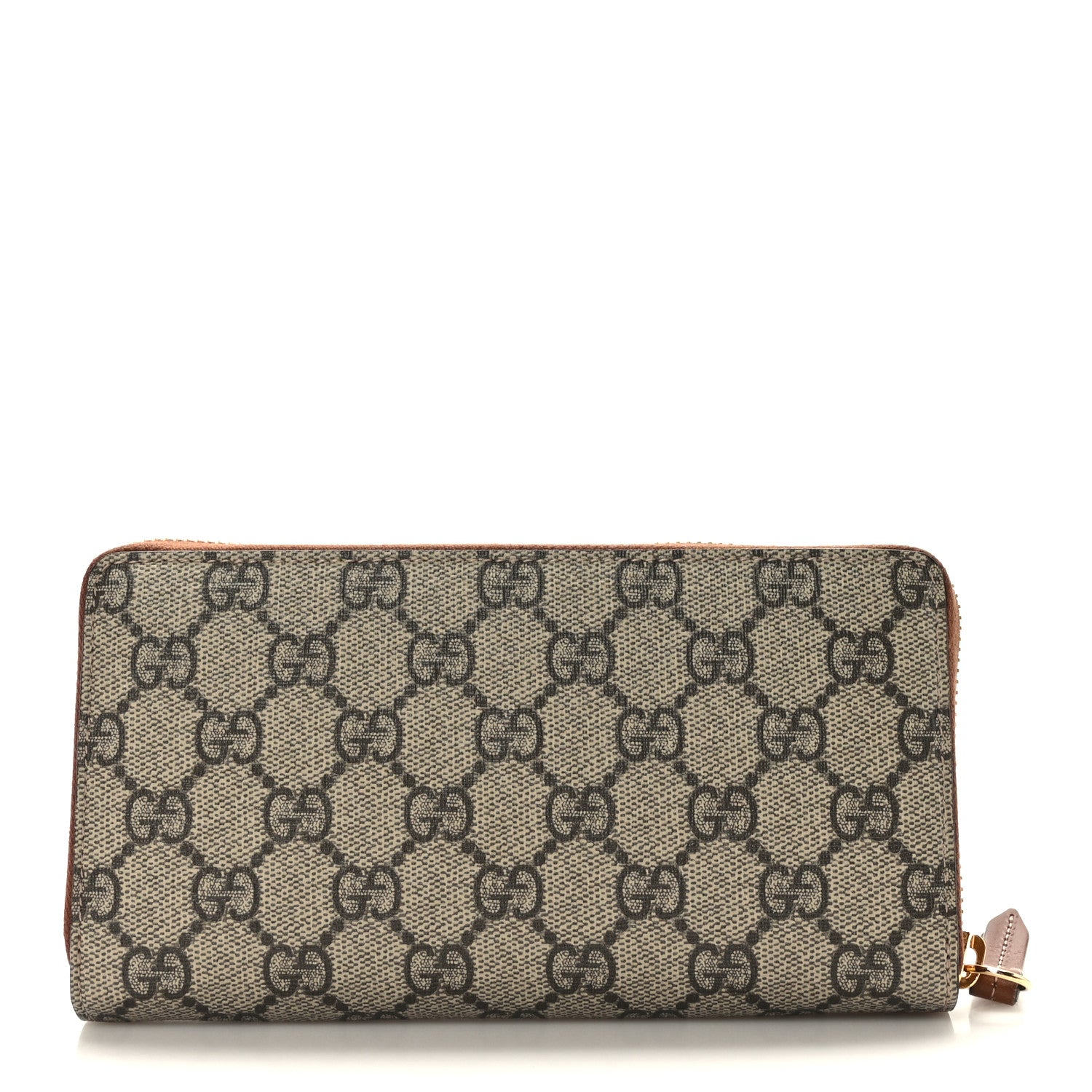Gucci GG Supreme Monogram Cuoio Toscano Zip Around Wallet Beige Ebony Cuir 1 of 6