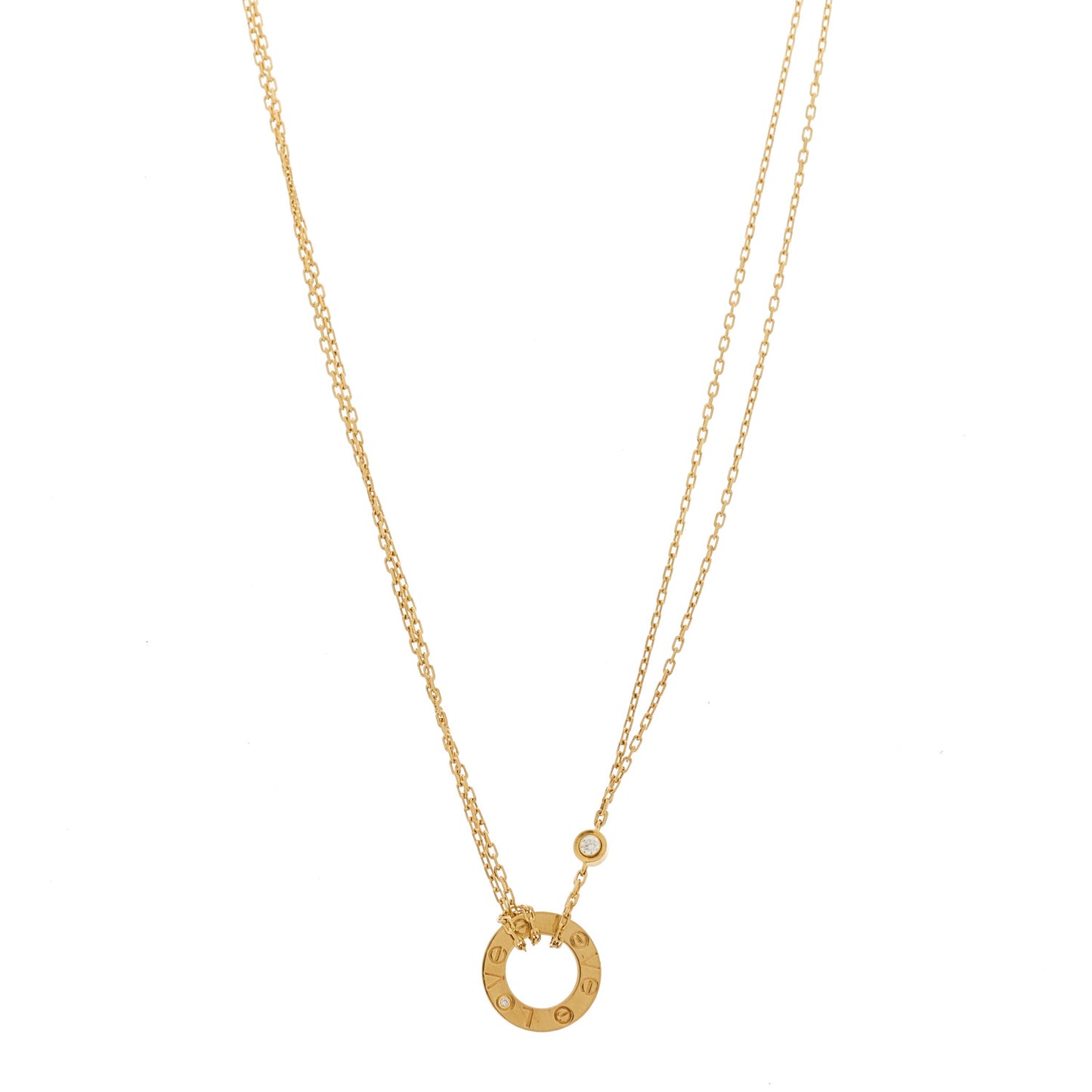 18K Yellow Gold 2 Diamond LOVE Necklace