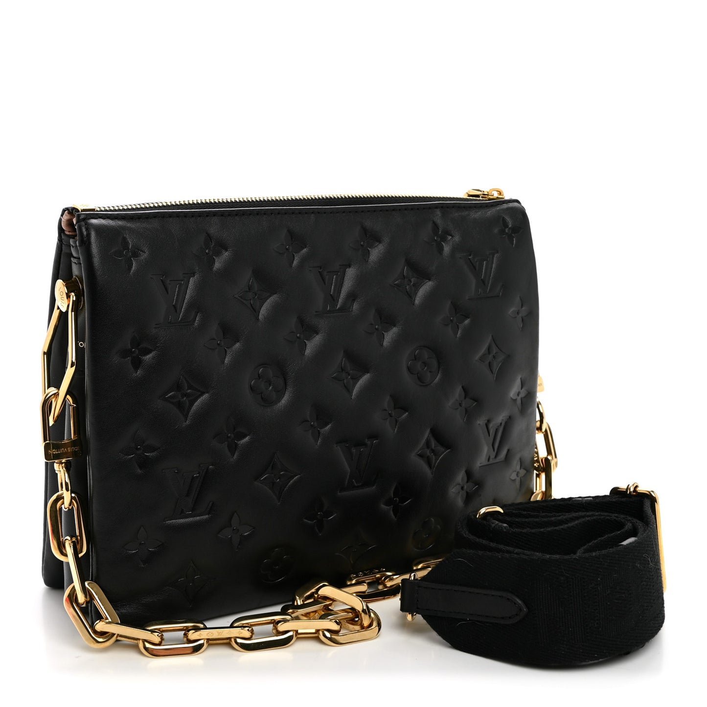 Lambskin Embossed Monogram Coussin PM Black