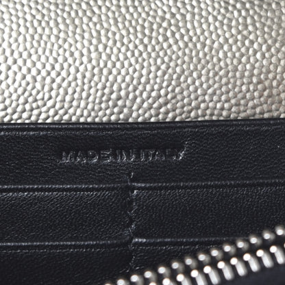 Saint Laurent Metallic Grain De Poudre Matelasse Chevron Monogram Chain Wallet Piombo 6 of 9