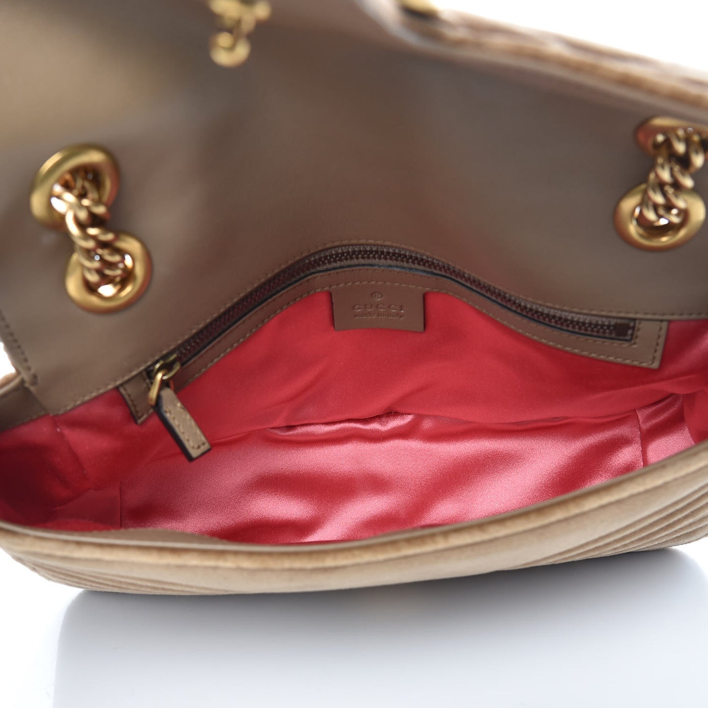 Velvet Matelasse Small GG Marmont Shoulder Bag Taupe