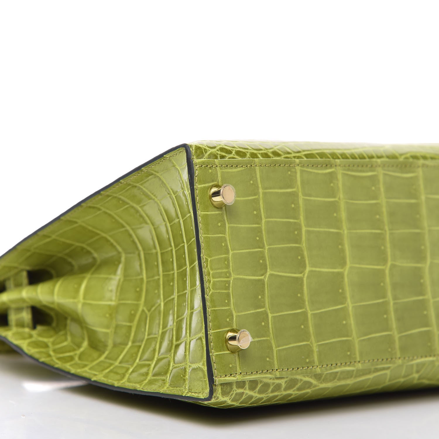 Hermes Shiny Niloticus Crocodile Kelly Sellier 28 Vert Anis 6 of 11